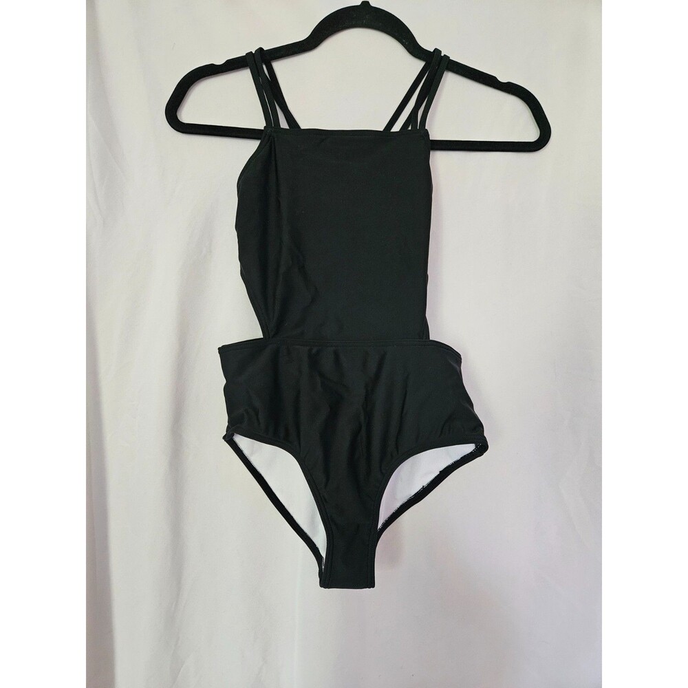 Kanu Surf Swimsuit Girls 12 Black One Piece Cut Out Swimwear